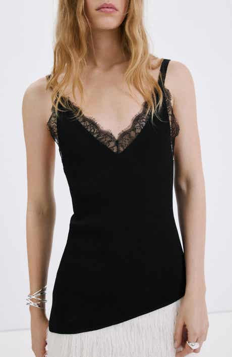Curcuma Lace Detail Asymmetric Knit Top