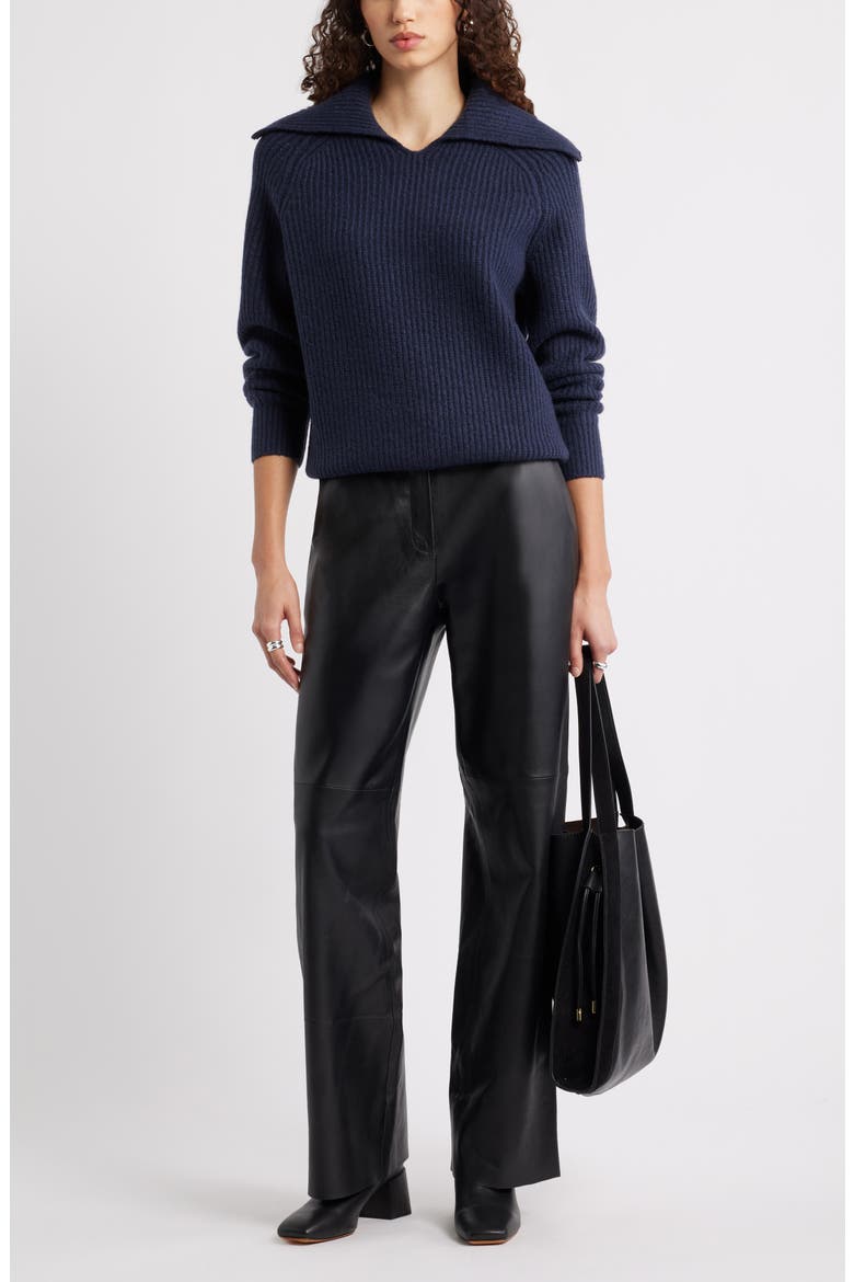 Rib Sailor Collar Sweater, Alternate, color, NAVY NIGHT