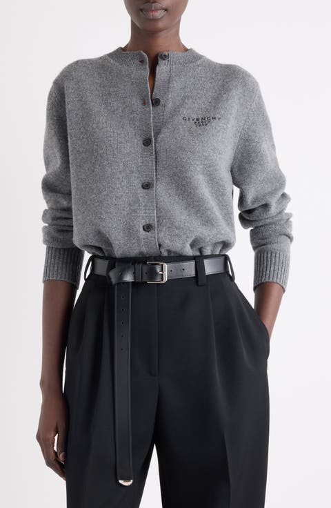 Logo Embroidered Wool & Cashmere Cardigan