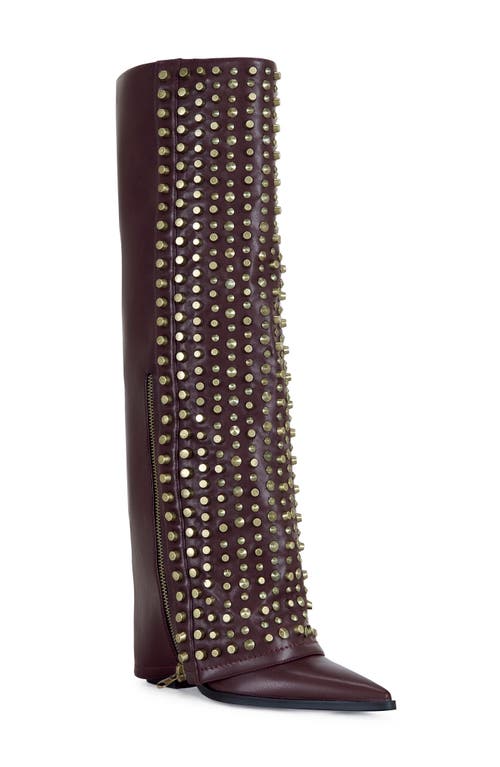 Azalea Wang Agustue Knee High Boot In Burgundy