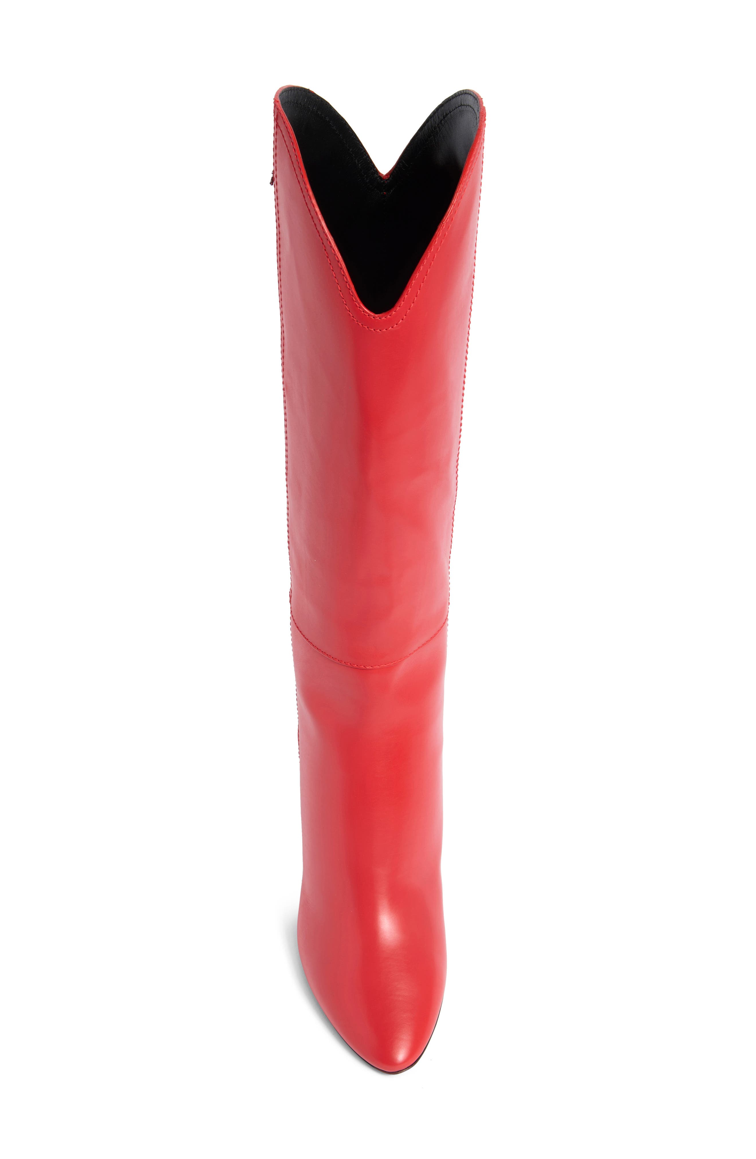 Longchamp Metallic Heel Western Boot, Alternate, color, Red Kiss