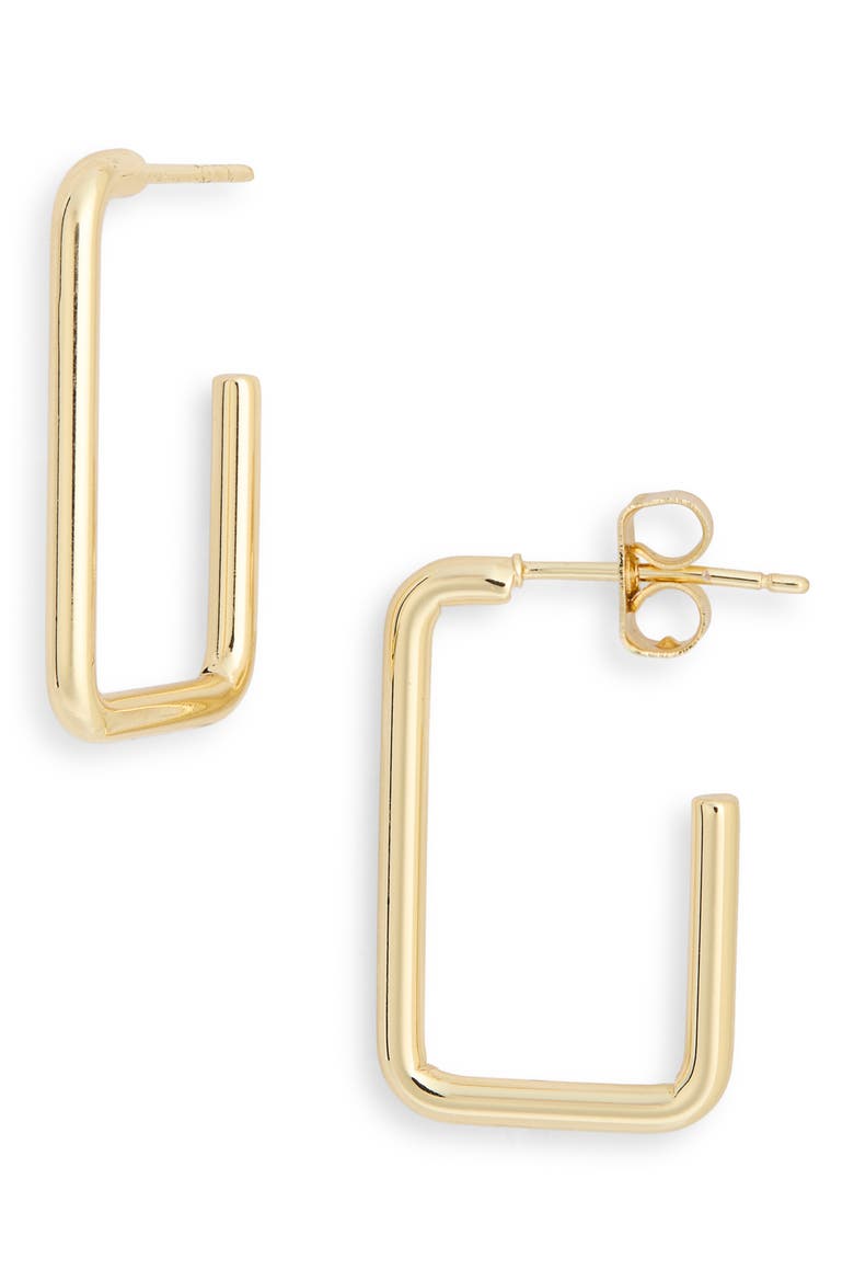 Demi Fine Rectangular Hoop Earrings, Main, color, GOLD