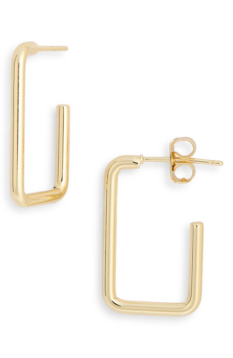 NORDSTROM RACK Demi Fine Rectangular Hoop Earrings, Main, color, Gold