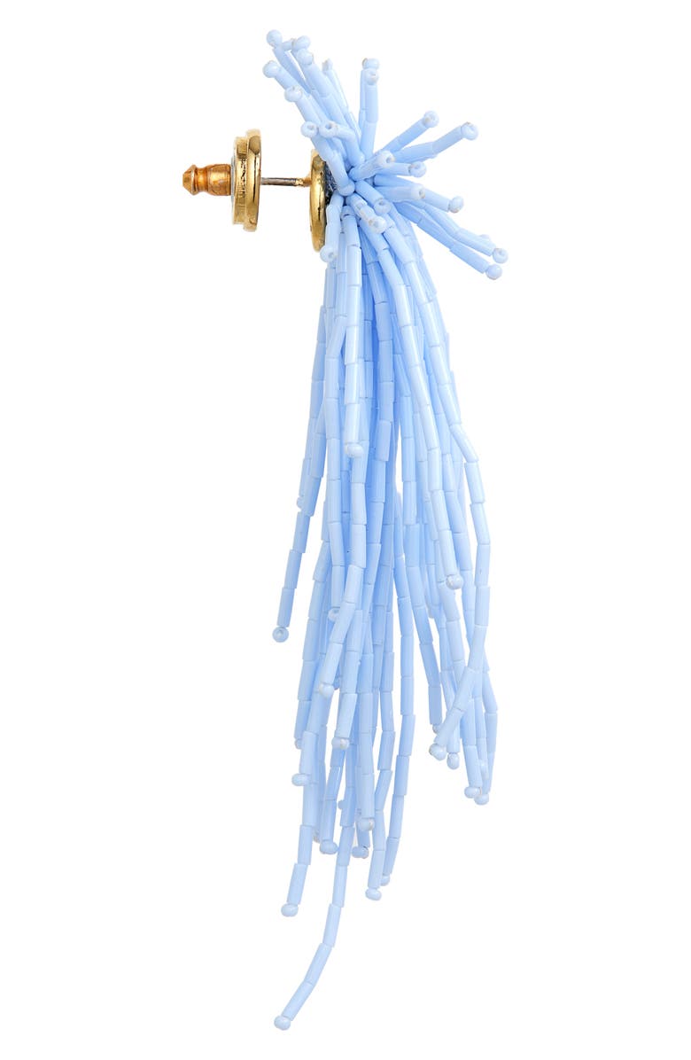 Oscar de la Renta Firework Beaded Tassel Earrings, Alternate, color, Denim Blue