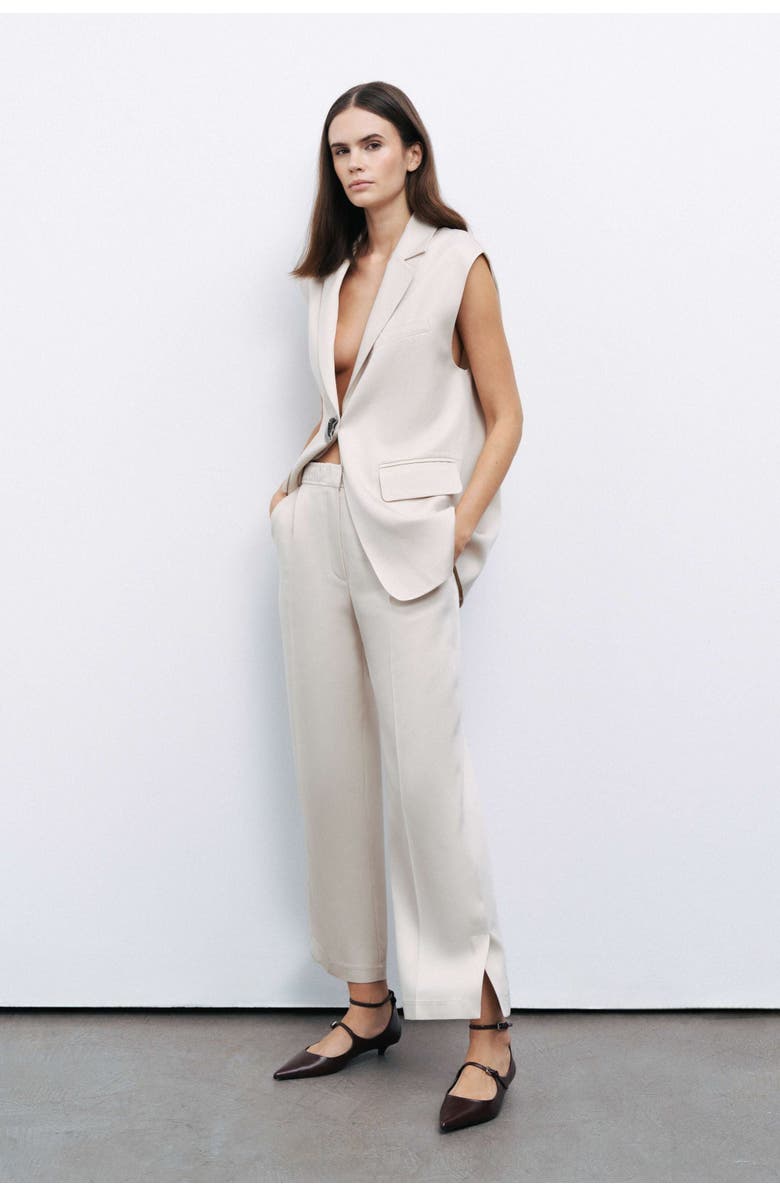 Nocturne Sleeveless Tailored Vest with Oversized Button Detail, Alternate, color, 