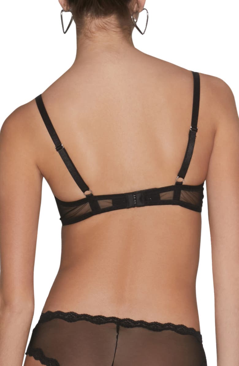 Fleur Du Mal Fuller Cup Sheer Tulle Demi Bra, Alternate, color, Black