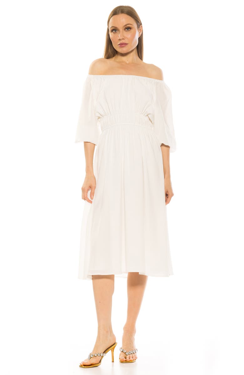 Alexia Admor Emily Balloon Sleeve Fit & Flare Midi Dress, Alternate, color, Ivory