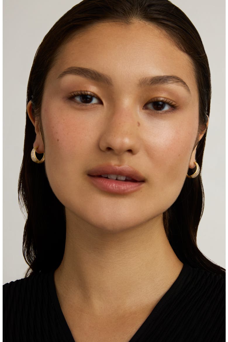 Margaux Pavé Hoop Earrings, Alternate, color, WHITE TOPAZ/ GOLD