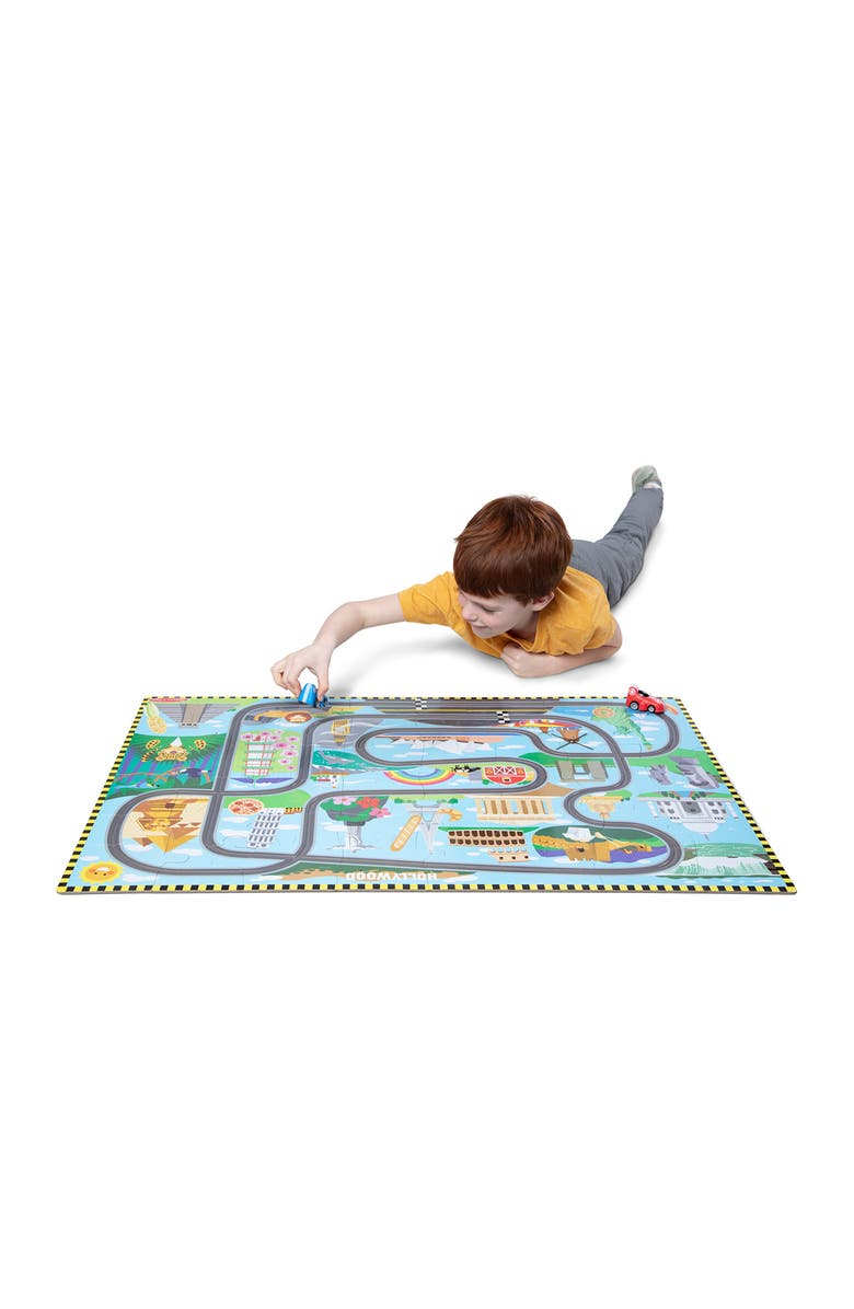 Melissa & Doug Race Around the World Tracks 48-Piece Floor Puzzle, Alternate, color,