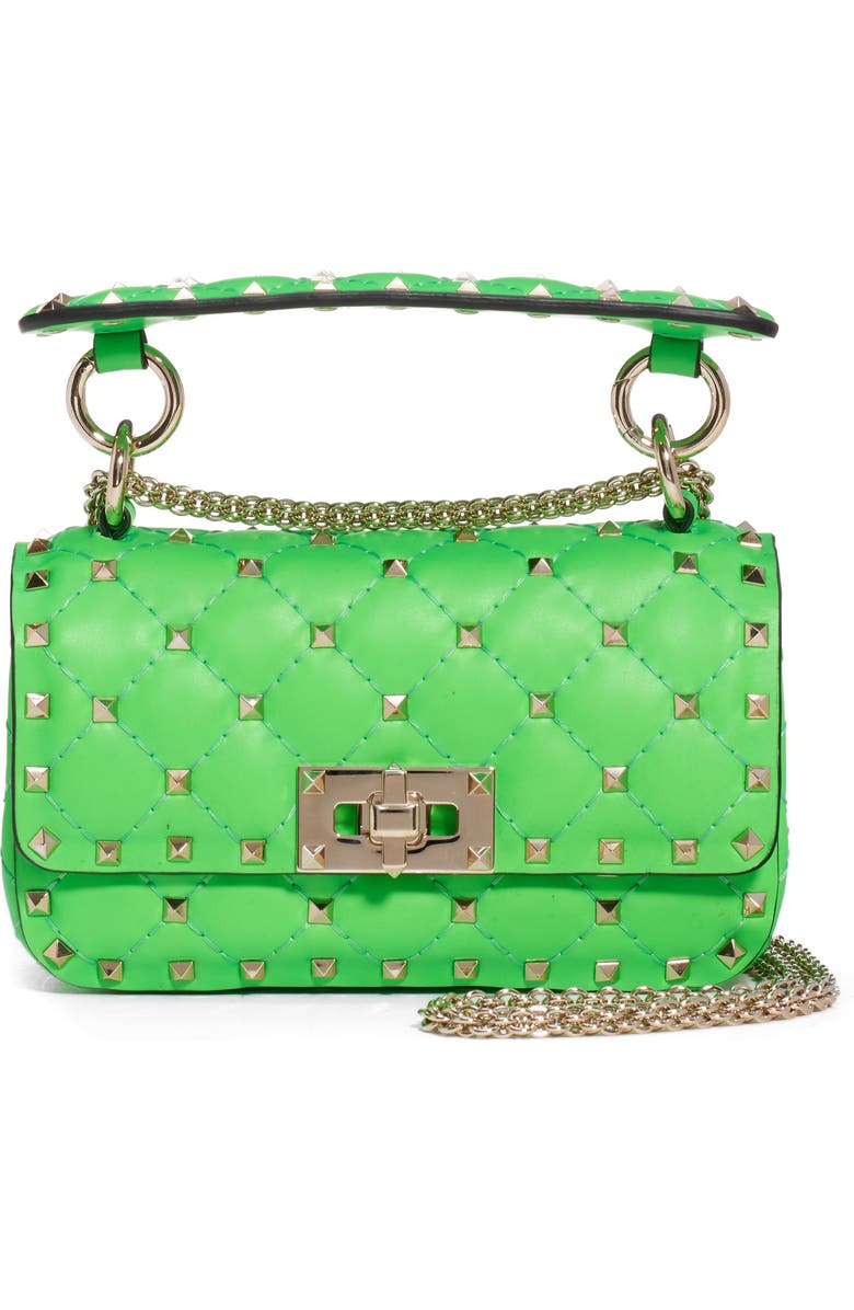 Valentino Garavani Mini Spike It Rockstud Neon Leather Shoulder Bag, Main, color,