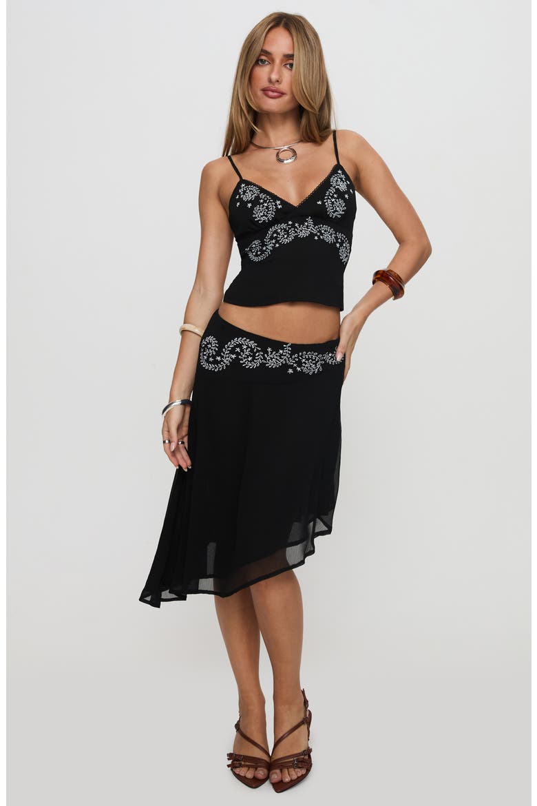 Pappilion Embroidered Open Back Camisole, Alternate, color, BLACK