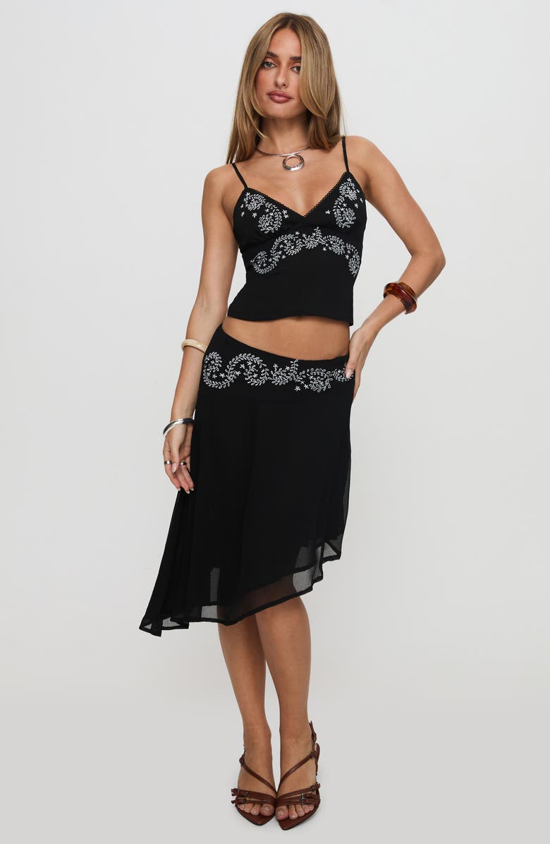 Princess Polly Pappilion Embroidered Open Back Camisole, Alternate, color, Black