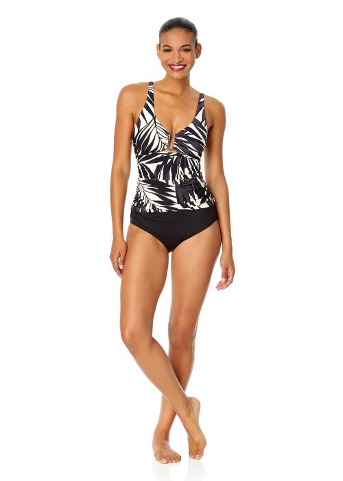 ANNE COLE TIGER DANCE RING FRONT TANKINI SWIM TOP