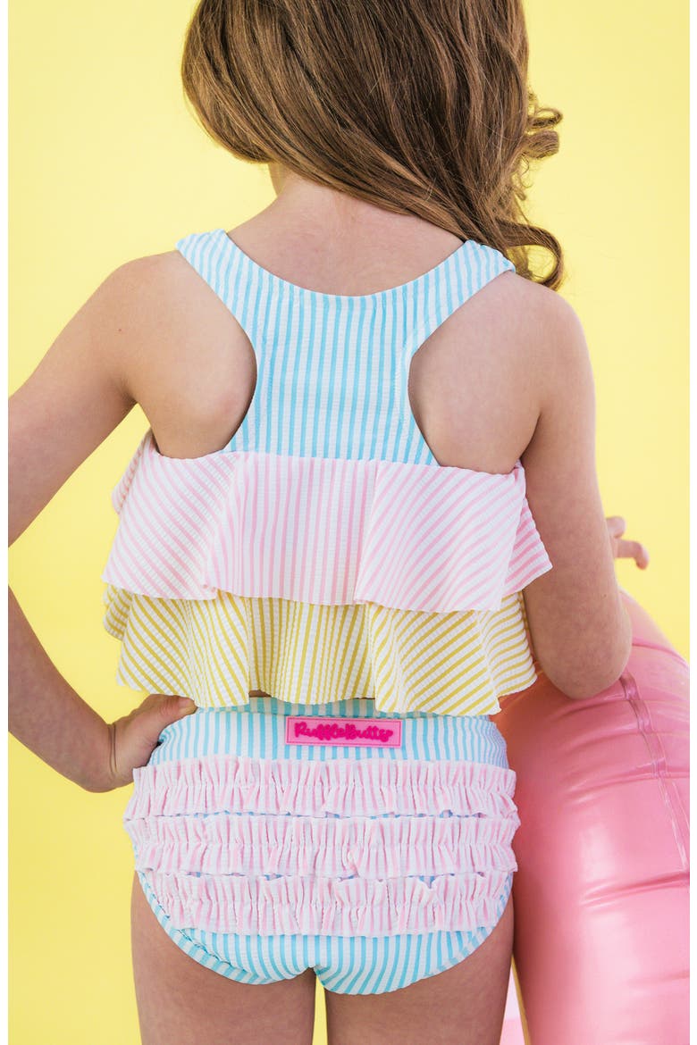 Kids' Seersucker Two-Piece Swimsuit, Alternate, color, BLUE MULTI