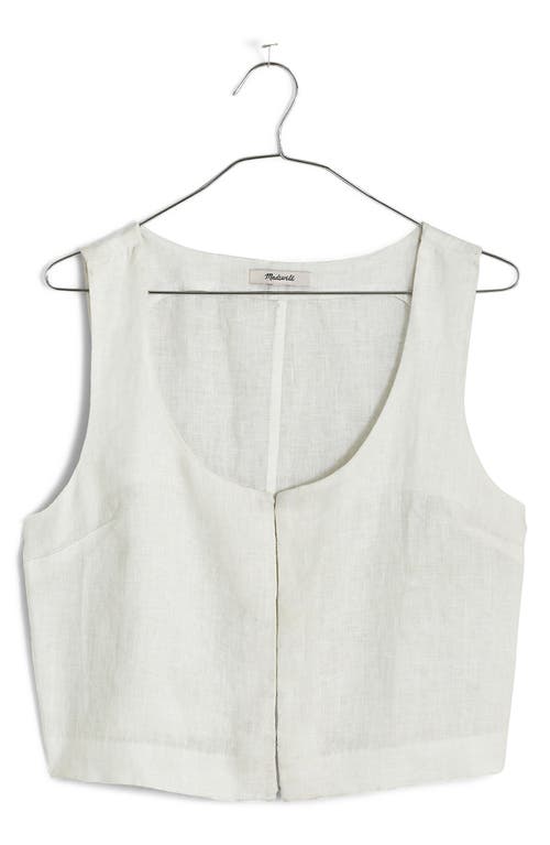 Shop Madewell Scoopneck Linen Crop Tank In Eyelet White