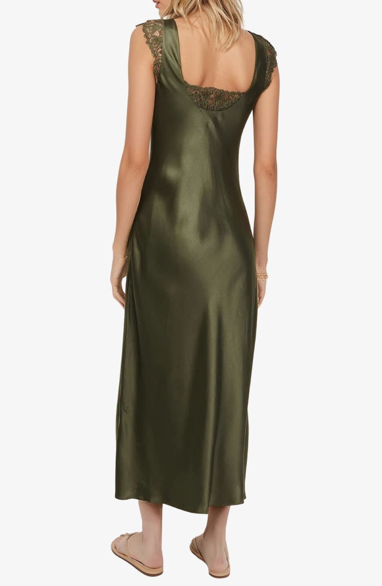 CAMI NYC Mabyn Lace Trim Silk Midi Dress, Alternate, color,