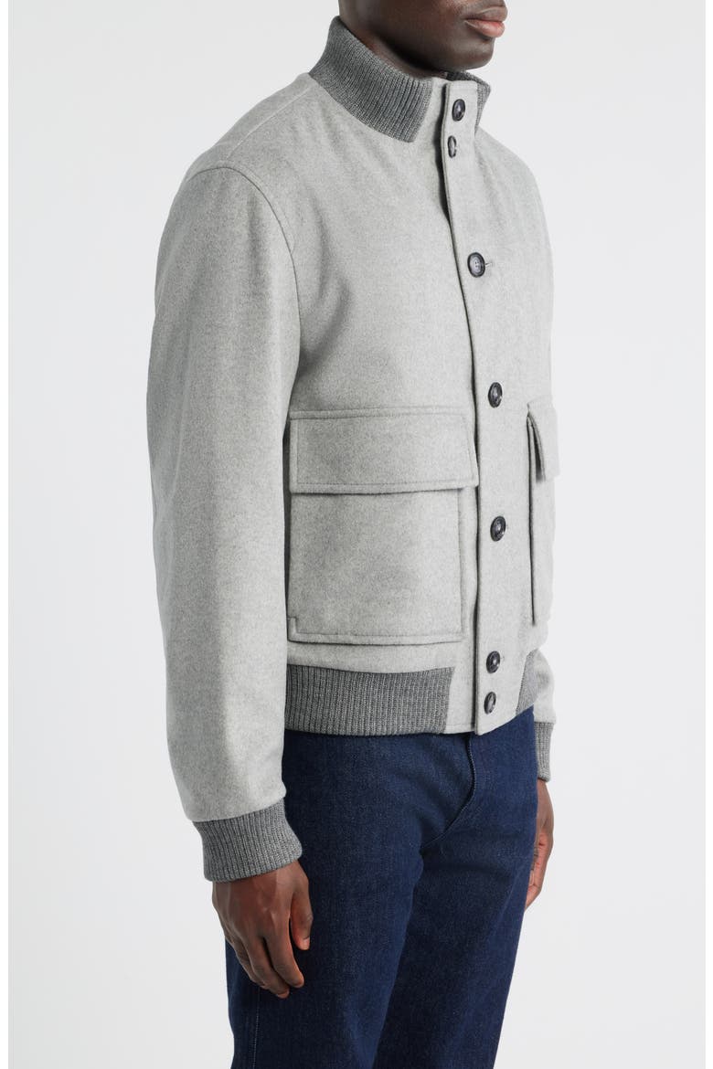 Charly Wool & Cashmere Melton Button-Up Jacket, Alternate, color, SILVER