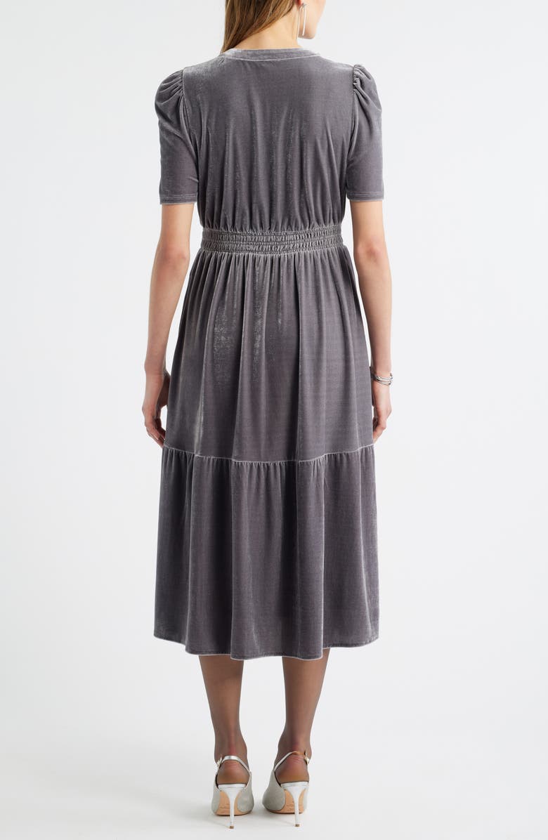Caslon<sup>®</sup> Short Sleeve Velour Midi Dress, Alternate, color, Grey Mountain