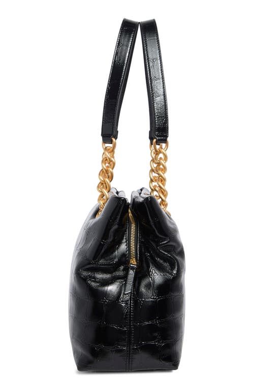 Kurt Geiger London Kensington Croc Embossed Leather Tote Bag In Black