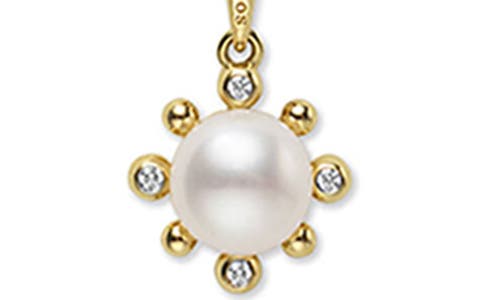 Lagos 18k Yellow Gold Luna Cultured Pearl & Diamond Fleur Pendant Necklace, 16-18 In Gold