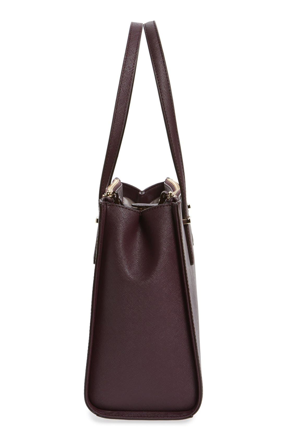 'cedar street - small jensen' leather tote, Alternate, color, MAHOGANY
