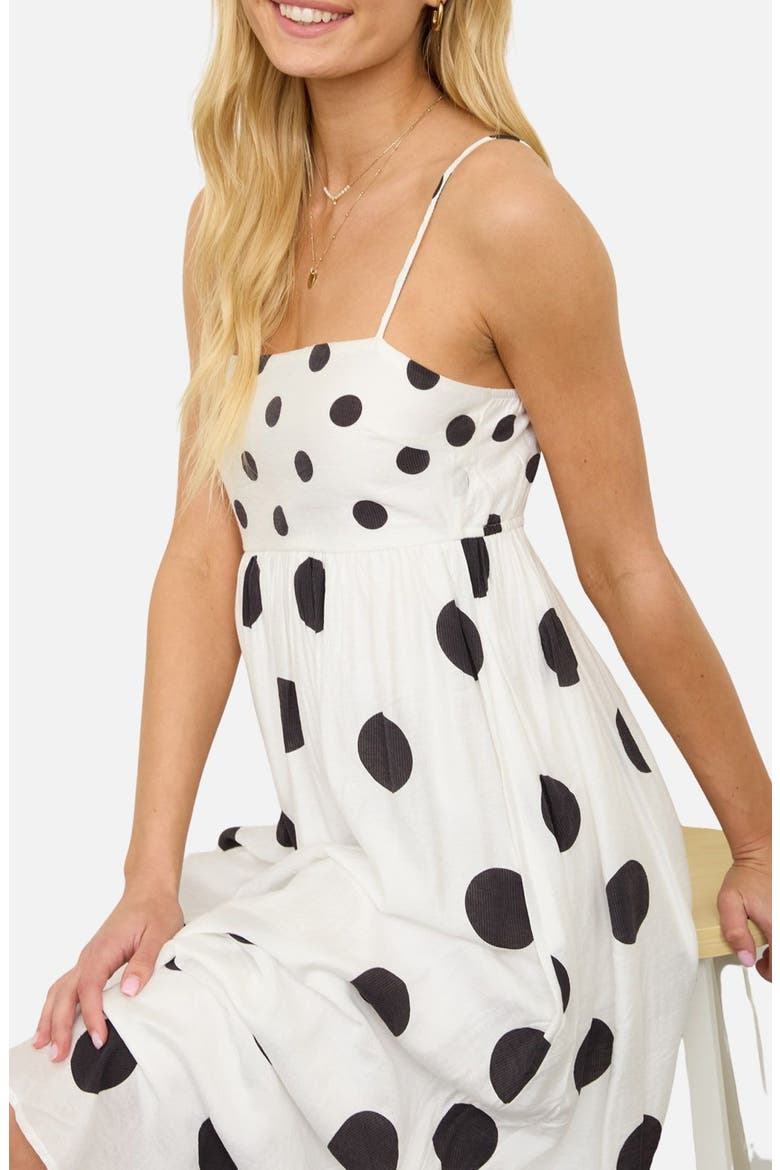 Polka Dot Mixed Media Midi Dress, Alternate, color, BLACK