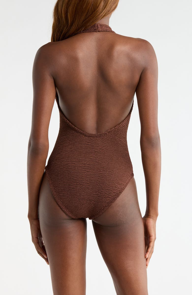 Hunza G Sandy One-Piece Halter Swimsuit, Alternate, color, Metallic Chocolate