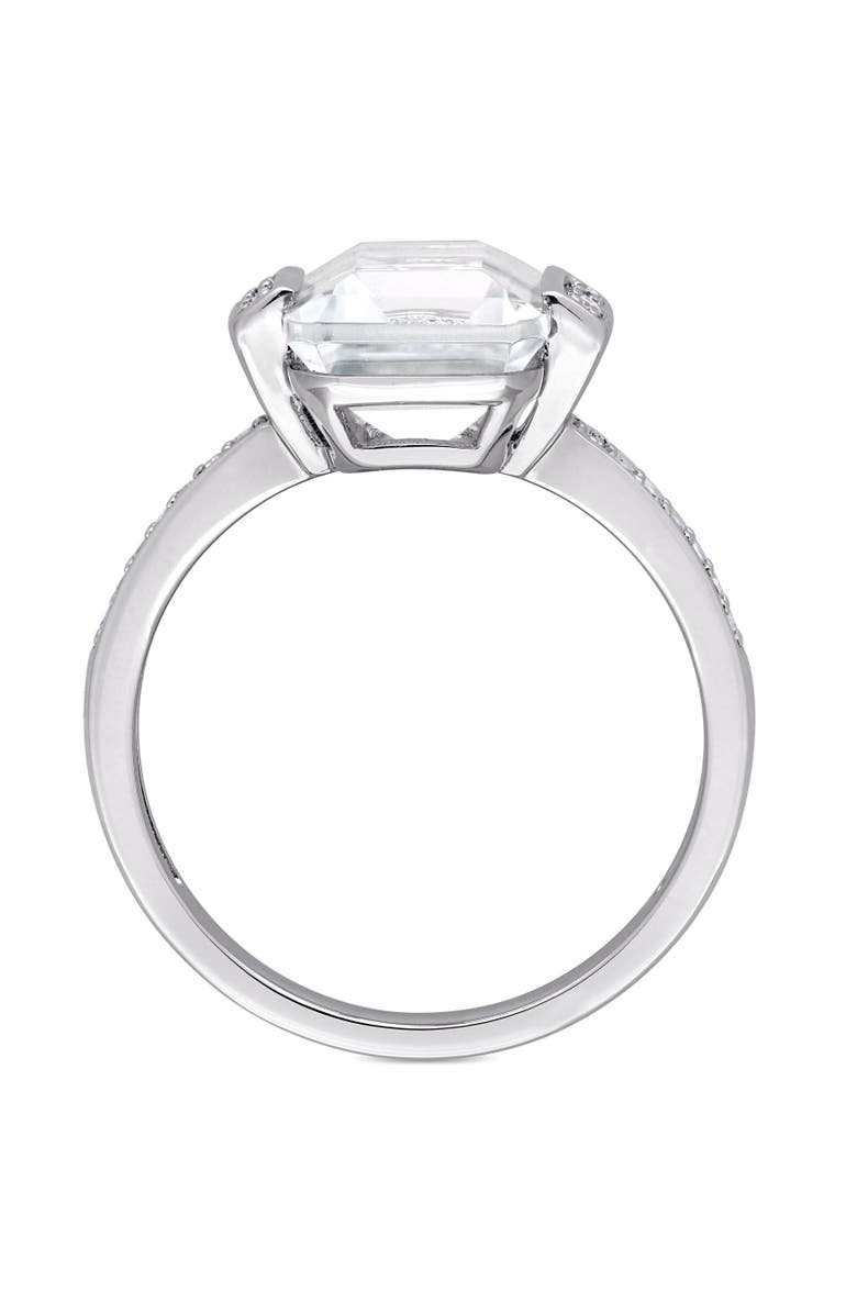 Julianna B. Asscher Cut White Topaz & Diamond Halo Ring, Alternate, color, Sterling Silver