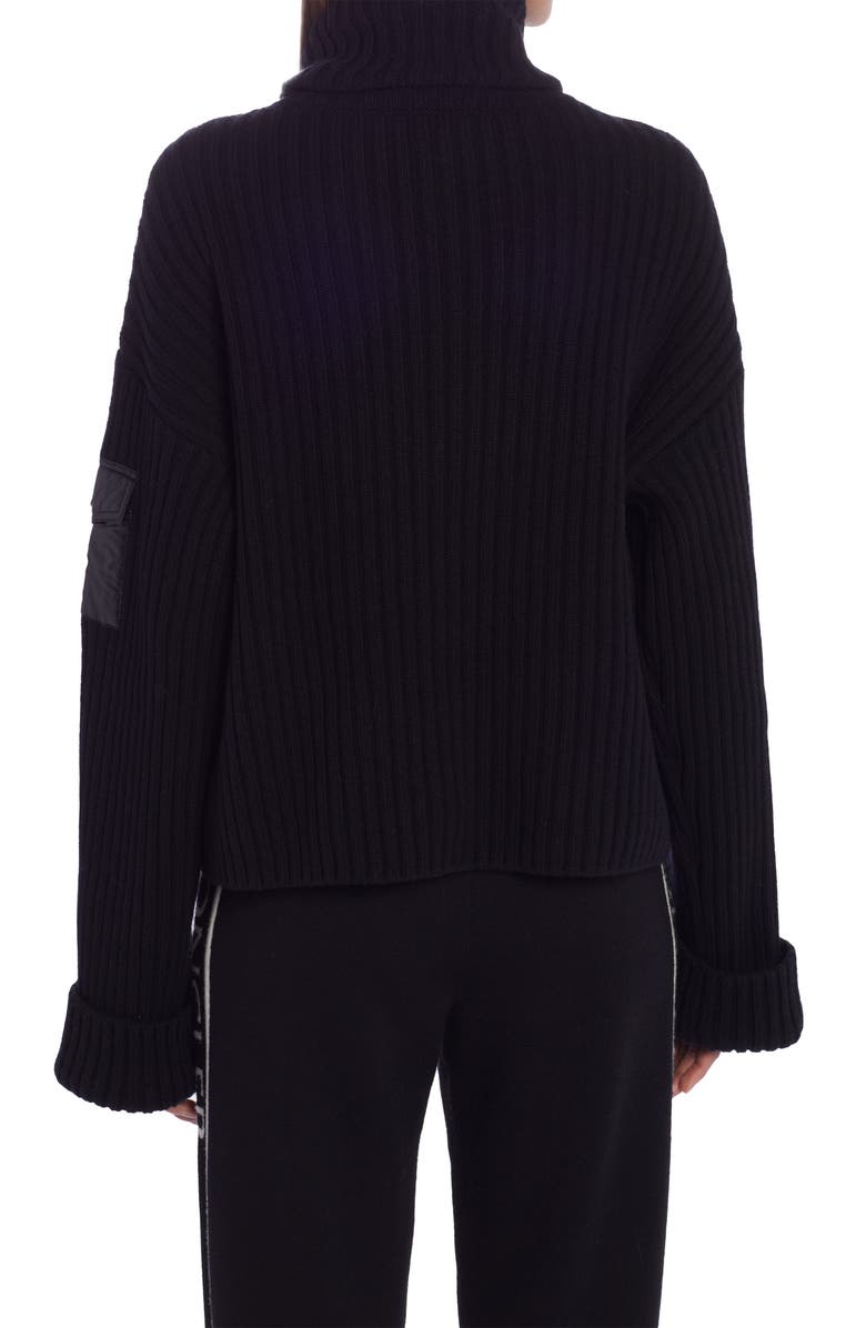 Moncler Patch Pocket Wool Rib Turtleneck Sweater, Alternate, color, 
