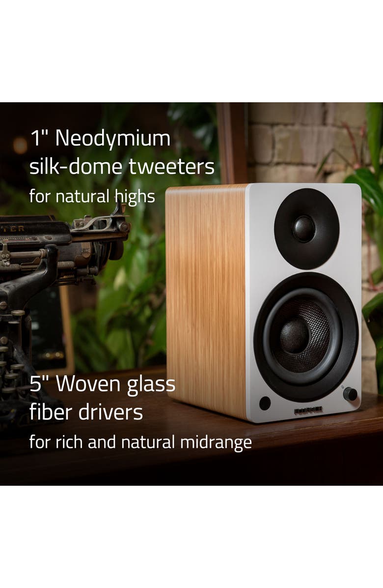 Fluance Powered 5'' Stereo Bookshelf Speakers for Turntable, TV PC & Bluetooth 5, Alternate, color, Black Ash