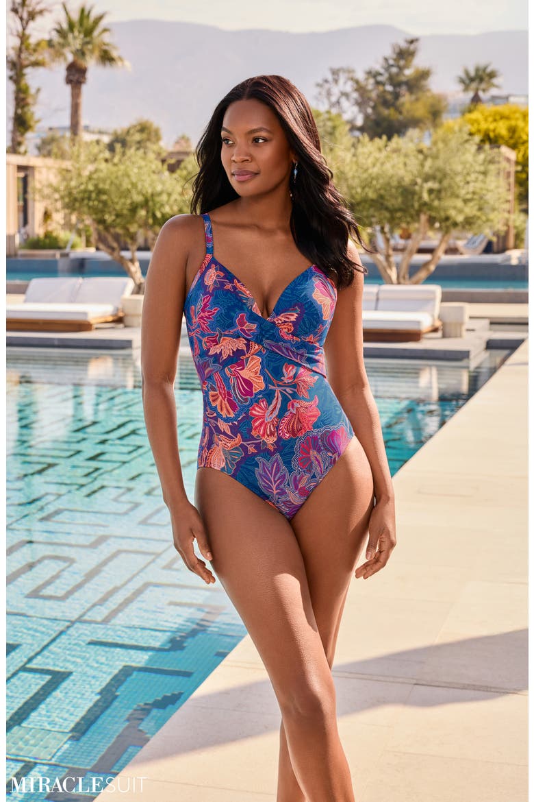 Captivate Underwire One-Piece Swimsuit, Alternate, color, BLUE MULTI