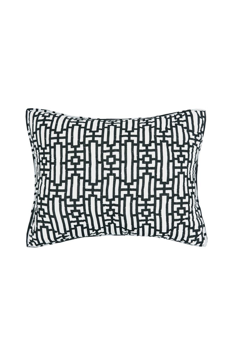 carol & frank Naya Geometric Cotton Standard Pillow Sham, Main, color, Black