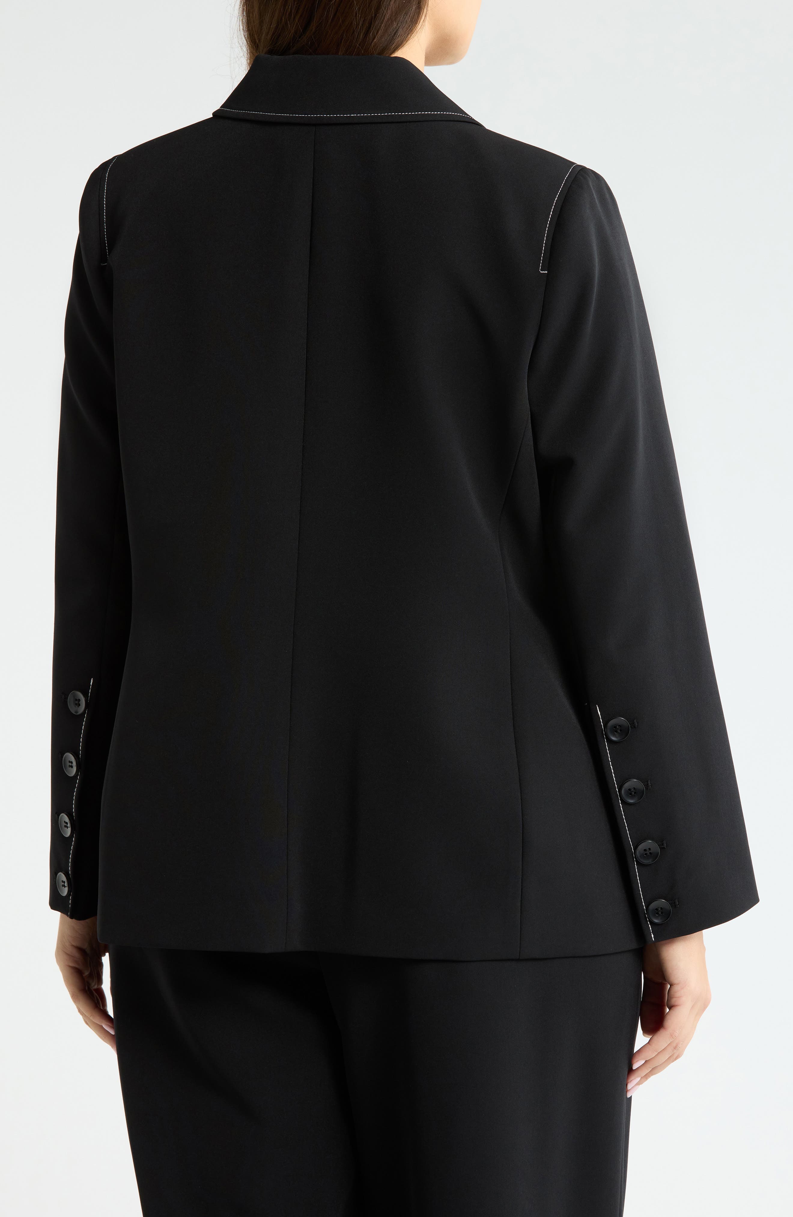 Topstitch Detail One-Button Blazer - image 2