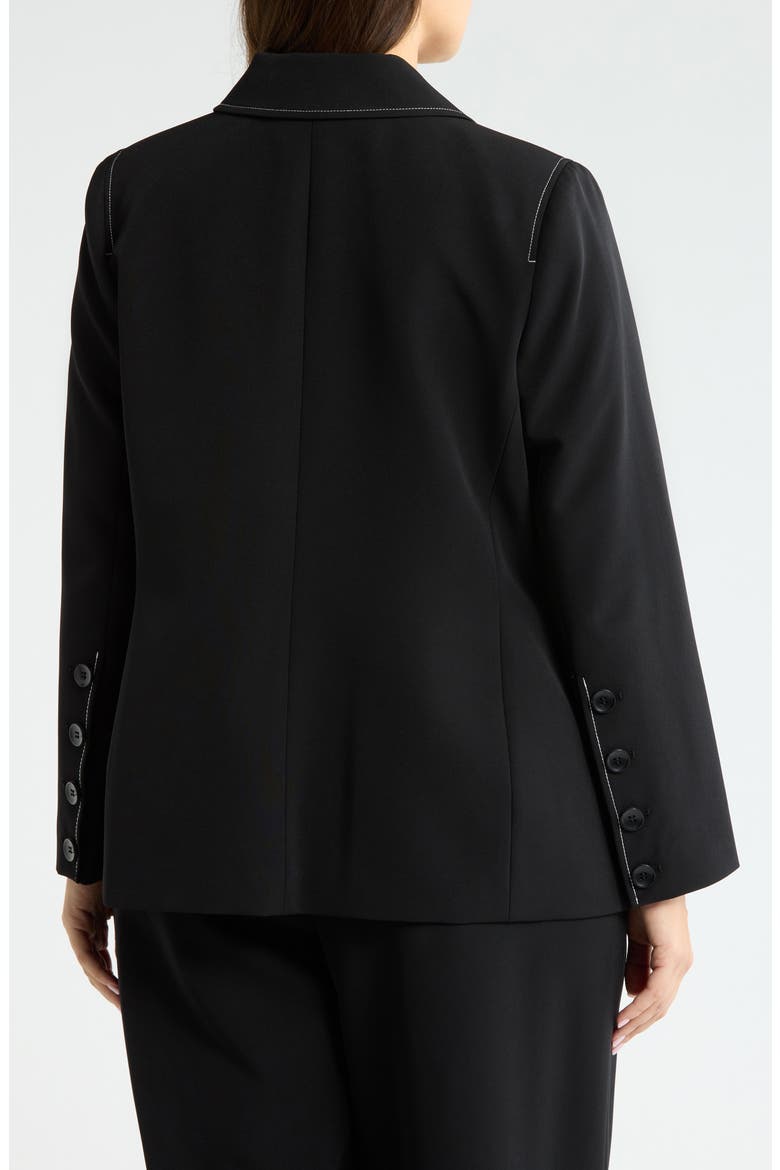 Topstitch Detail One-Button Blazer, Alternate, color, BLACK WHITE