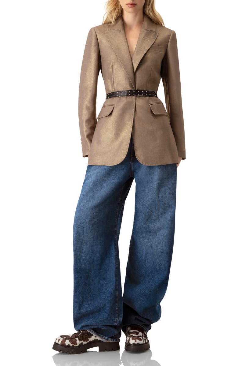 IVONNE Sparkling Blazer with Flap Pockets, Alternate, color, Brown