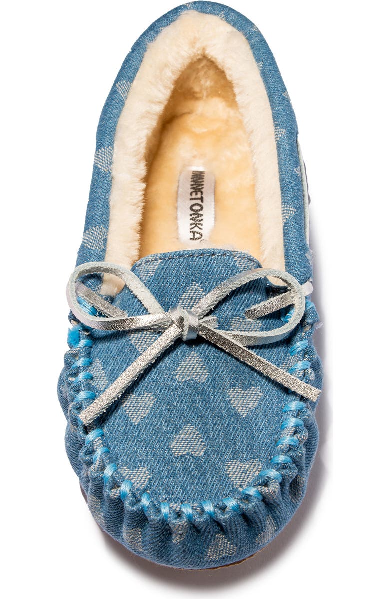 Minnetonka Kids' Jacquard Slipper, Alternate, color, Blue Heart