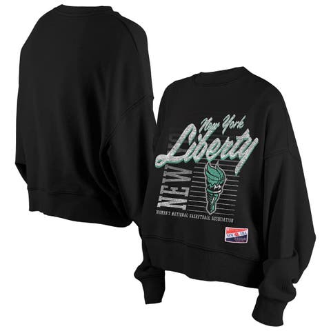 Women's New Era Black New York Liberty Oversized Mineral Wash Sweatshirt