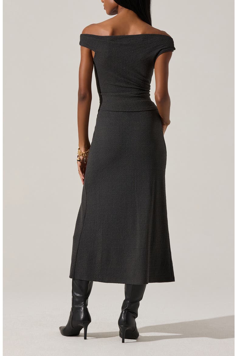Lindy Textured Knit Twist Waist Midi Skirt, Alternate, color, CHARCOAL