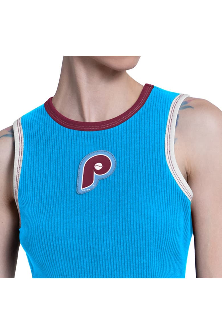 Women's Starter  Light Blue Philadelphia Phillies Cooperstown Play the Ball Crop Tank Top, Alternate, color, Light Blue