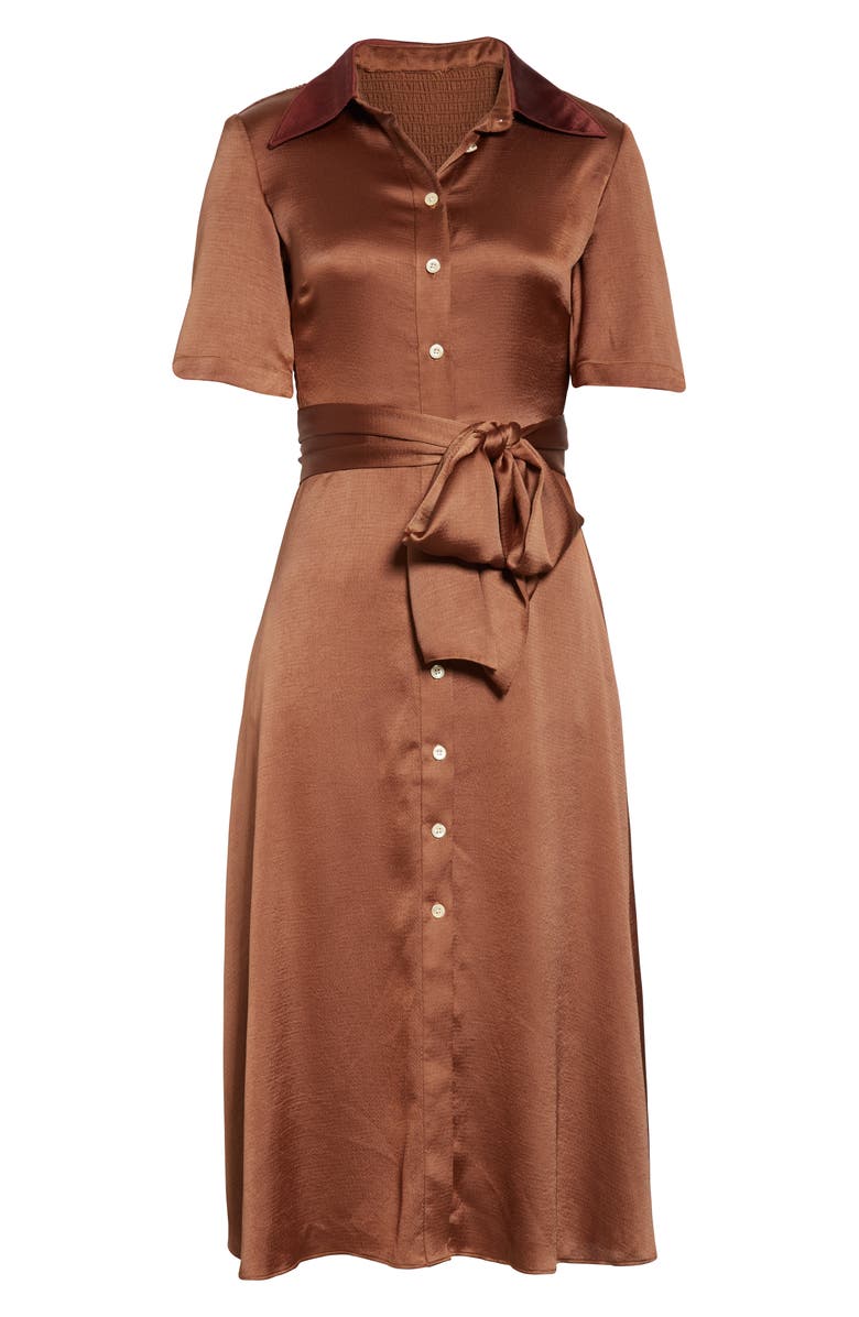 Kate Spade New York smocked back satin shirtdress, Alternate, color,