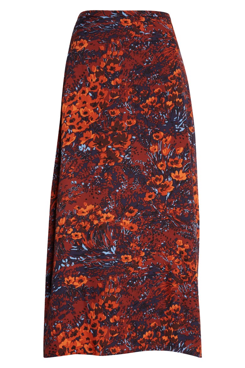 Andina Floral Print Midi Skirt, Alternate, color, FIRED CREPITUS