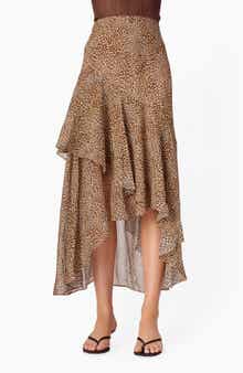 Yazmeena Asymmetric Ruffle Chiffon Skirt