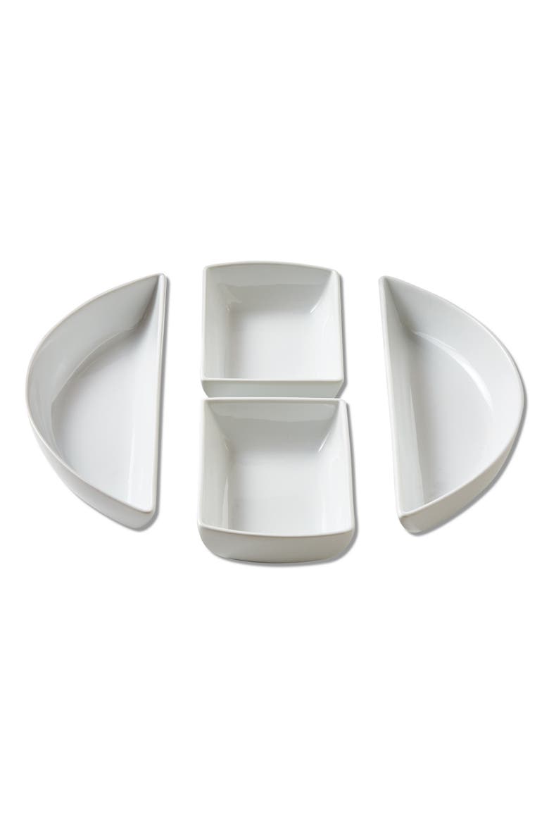 Whiteware Modular 4 Piece Porcelain Dinnerware Set, Main, color, White