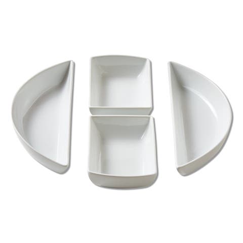 Whiteware Modular 4 Piece Porcelain Dinnerware Set