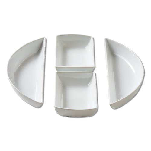 Tag Whiteware Modular 4 Piece Porcelain Dinnerware Set In White