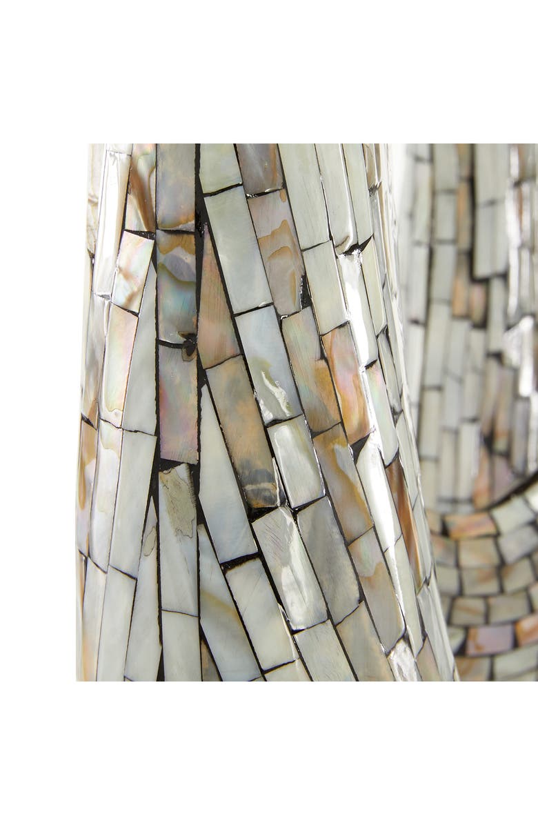 WILLOW ROW Gray Mother of Pearl Swirl Abstract Sculpture with Black Base, Alternate, color,