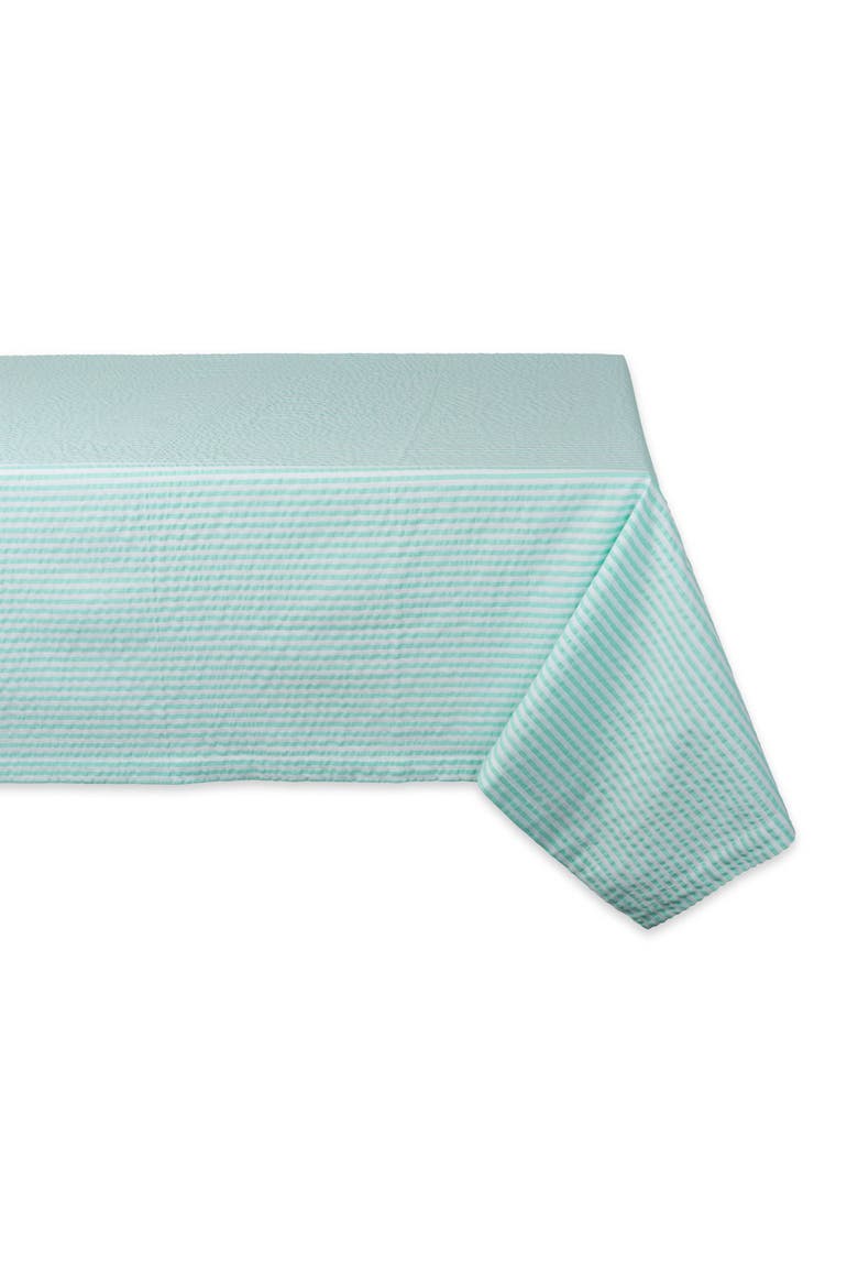 Aqua Seersucker Tablecloth 60x84", Main, color, Aqua