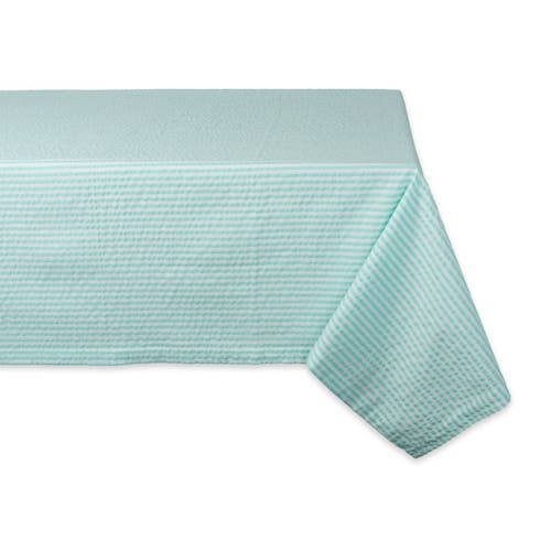 Dii Aqua Seersucker Tablecloth 60x84" In Multi