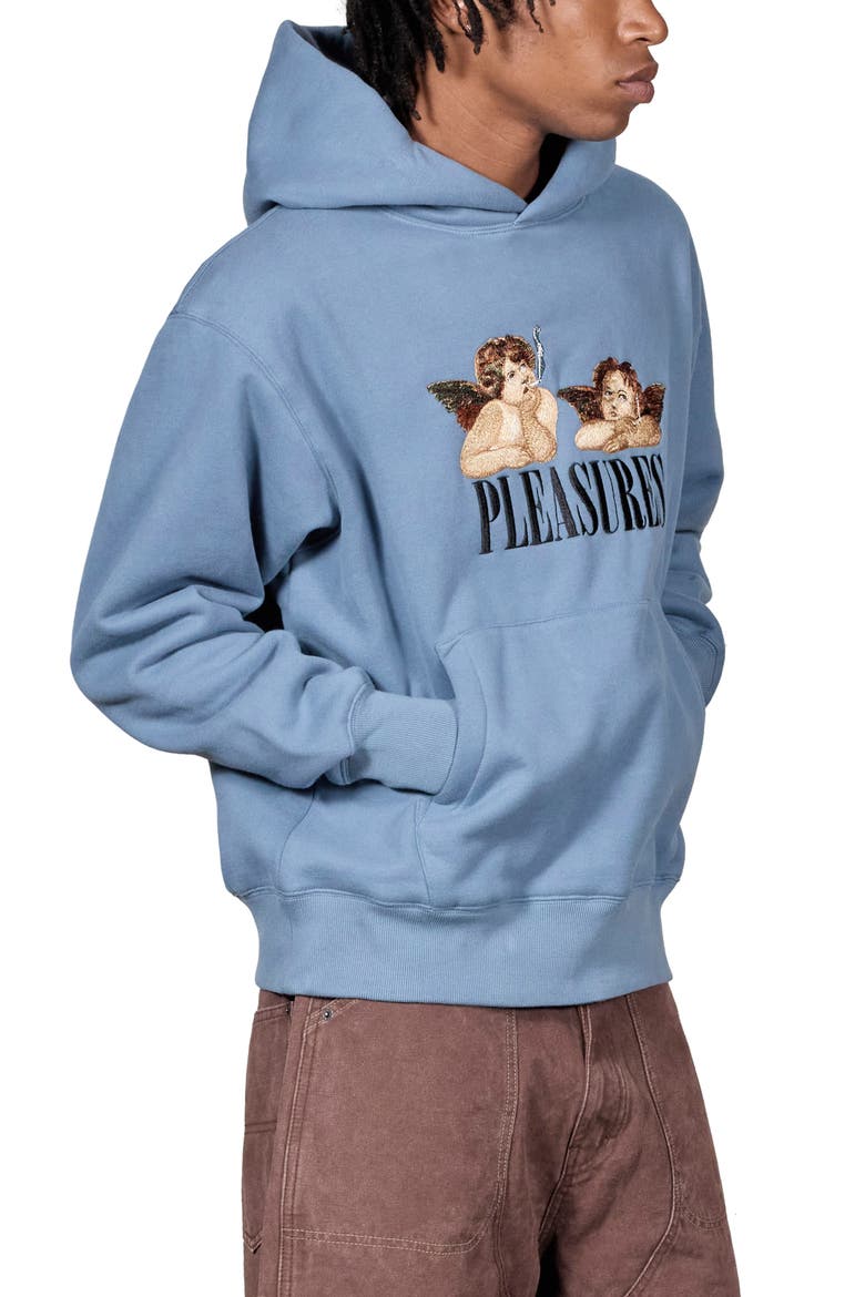 Dynamic Embroidered Cherubs Pullover Hoodie, Alternate, color, SLATE