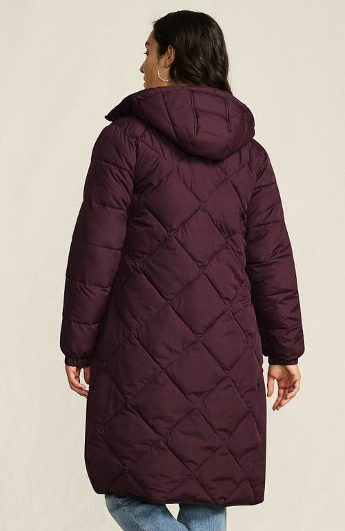 Lands' End Featherfree Insulated Diamond Quilted Maxi Coat In Burgundy